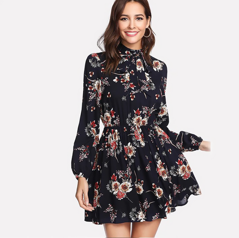 Long Sleeve Floral Dress - SUMMER COLLECTION
