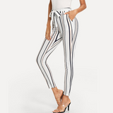 White Striped Skinny Trousers - SUMMER COLLECTION