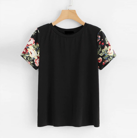 Black Floral Print Top - SUMMER COLLECTION