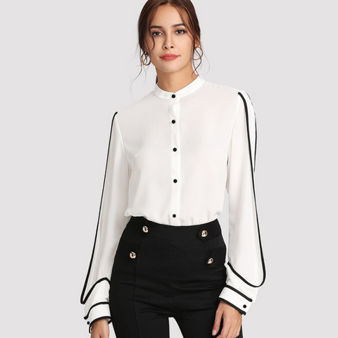 White Elegant Long Sleeve Top - SUMMER COLLECTION