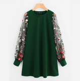Green Mesh Floral Sweatshirt - SUMMER COLLECTION