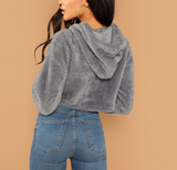 Grey Furry Crop Pullover - SUMMER COLLECTION