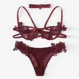Burgundy Appliques Lace Set - SUMMER COLLECTION