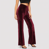 Velvet Burgundy Straight Leg Trousers - SUMMER COLLECTION