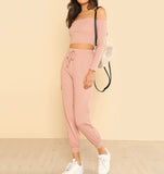 Pink Crop Top and joggers Set - SUMMER COLLECTION