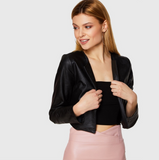 Black Leather Short Jacket - SUMMER COLLECTION