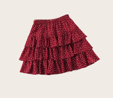 Burgundy Layered Ruffle Skirt - SUMMER COLLECTION
