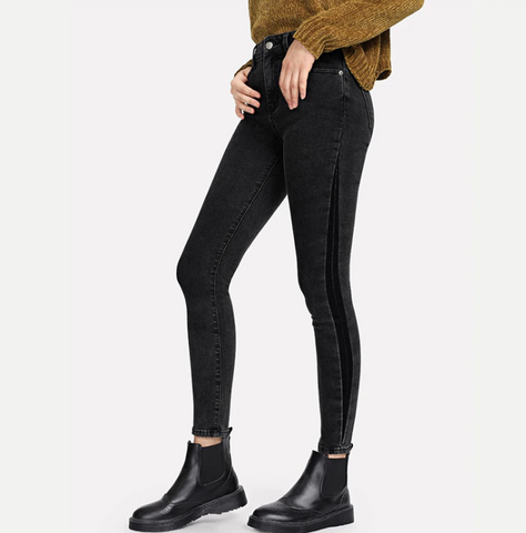 Dark Grey Mid Waist Womens Jeans - SUMMER COLLECTION