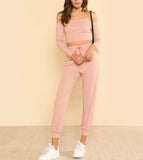 Pink Crop Top and joggers Set - SUMMER COLLECTION