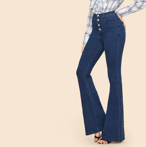 Blue Vintage Stretchy Womens Jeans - SUMMER COLLECTION