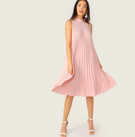 Pink Pleated Summer Dress - SUMMER COLLECTION