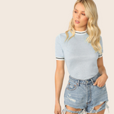 Glitter Striped Collar Top - SUMMER COLLECTION