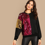 Black Sequin Pullover Sweatshirt - SUMMER COLLECTION