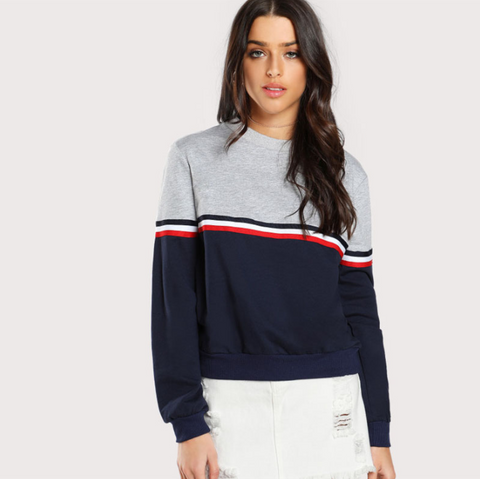 Grey & Navy Striped Sweatshirt - SUMMER COLLECTION
