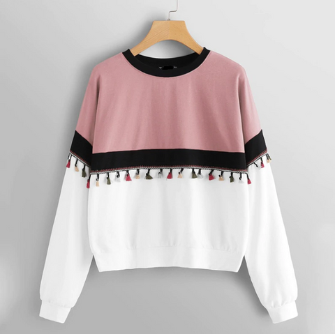 Colour Block Pullover Tassel - SUMMER COLLECTION