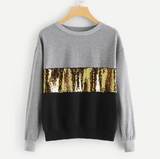 Black & Grey Sweatshirt with Gold Sequins - SUMMER COLLECTION