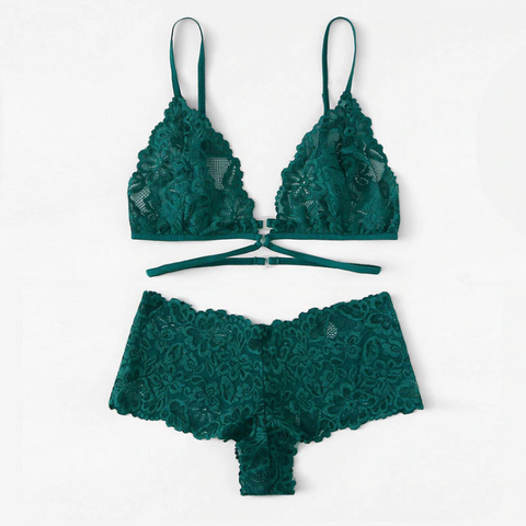 Green  Floral Lace Set - SUMMER COLLECTION