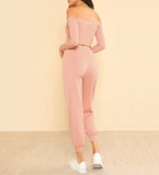 Pink Crop Top and joggers Set - SUMMER COLLECTION