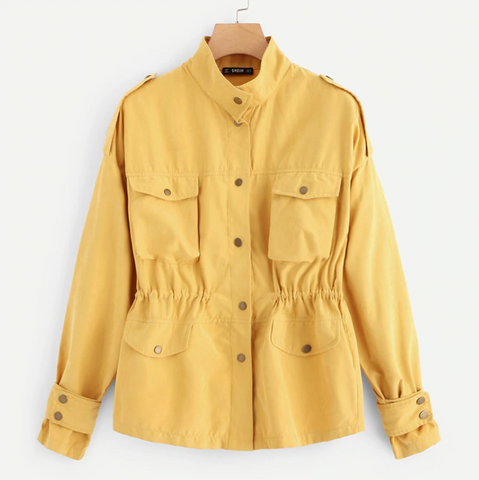 Yellow Basic Buttoned Coat - SUMMER COLLECTION
