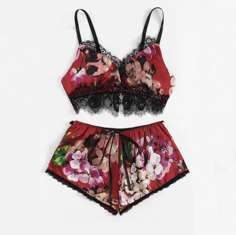 Short Floral Bra and Briefs Set - SUMMER COLLECTION