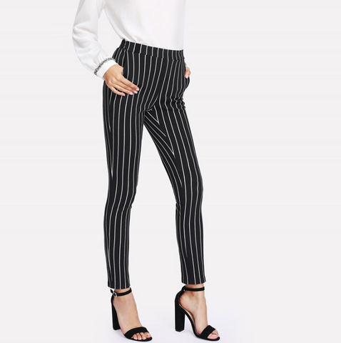 Vertical Striped Skinny Trousers - SUMMER COLLECTION