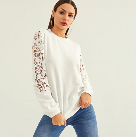 White Lace Sweatshirt - SUMMER COLLECTION