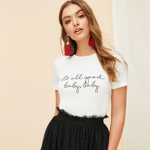 White Slogan Slim Fitted Top - SUMMER COLLECTION