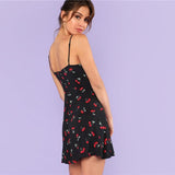 Cherry Print Loose Short Dress - SUMMER COLLECTION