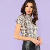 Snake Print Short Sleeve Top - SUMMER COLLECTION