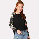 Black & Floral Long Sleeve Top - SUMMER COLLECTION