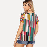 Striped Print Loose Top - SUMMER COLLECTION