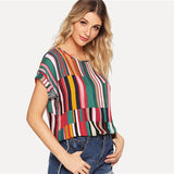 Striped Print Loose Top - SUMMER COLLECTION