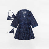 Navy Floral Robe with Belt - SUMMER COLLECTION