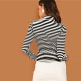 Black and White Slim Fit High Neck Top - SUMMER COLLECTION