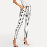 White Striped Skinny Trousers - SUMMER COLLECTION