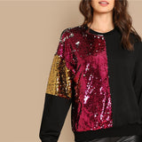 Black Sequin Pullover Sweatshirt - SUMMER COLLECTION