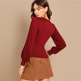Burgundy Minimalist Long Sleeve Top - SUMMER COLLECTION