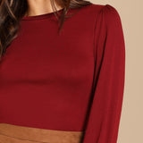 Burgundy Minimalist Long Sleeve Top - SUMMER COLLECTION