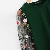 Green Mesh Floral Sweatshirt - SUMMER COLLECTION