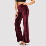 Velvet Burgundy Straight Leg Trousers - SUMMER COLLECTION