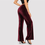 Velvet Burgundy Straight Leg Trousers - SUMMER COLLECTION