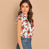 Floral Top with Tie Collar - SUMMER COLLECTION