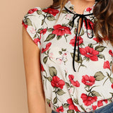 Floral Top with Tie Collar - SUMMER COLLECTION