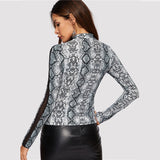 Snake Skin Mesh Long Sleeved Top - SUMMER COLLECTION