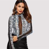 Snake Skin Mesh Long Sleeved Top - SUMMER COLLECTION