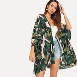 Tropical Jungle Leaf Print Blouses - SUMMER COLLECTION