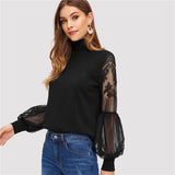 Black Lace & mesh Long Sleeved Top - SUMMER COLLECTION