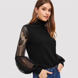 Black Lace & mesh Long Sleeved Top - SUMMER COLLECTION