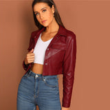 Burgundy Short Leather Jacket - SUMMER COLLECTION
