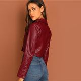 Burgundy Short Leather Jacket - SUMMER COLLECTION
